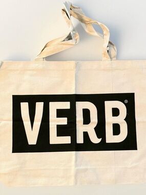 VERB Cream Canvas Tote Bag with Black Logo